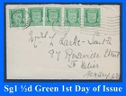 GB #B70 Ba - Jersey 1942 GERMAN OCCUPATION - ½d Green  1st Day of Issue