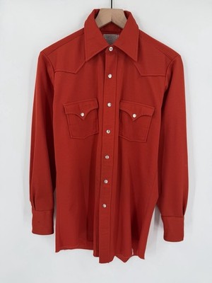 Vintage H Bar C Western Shirt Men s 15-33 Small Pearl Snap Long Tail Made In USA
