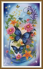 Creative Сross Stitch Embroidery Kit "Sapphire butterflies" Nova Sloboda