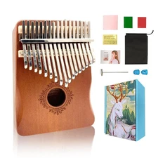 Kalimba Thumb Piano 17 Key - Portable Mbira Finger Piano for Adults & Beginne...