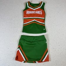 cheerleading uniform kids Small Costume Hurricanes Green Orange Halloween