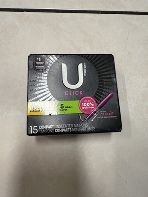 U By Kotex Click Compact Unscented Tampons-5 Super & 10 Regular COMBINESHIP NEW