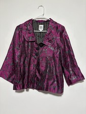 Ivy Jane Jacket Womens XS Metallic Floral Brocade Button Up Made in USA 131300