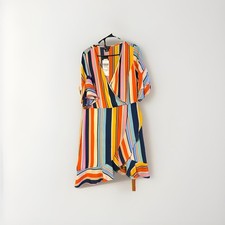 City Chic Striped Ruffle Sleeve Belted Knee Length Dress size 14