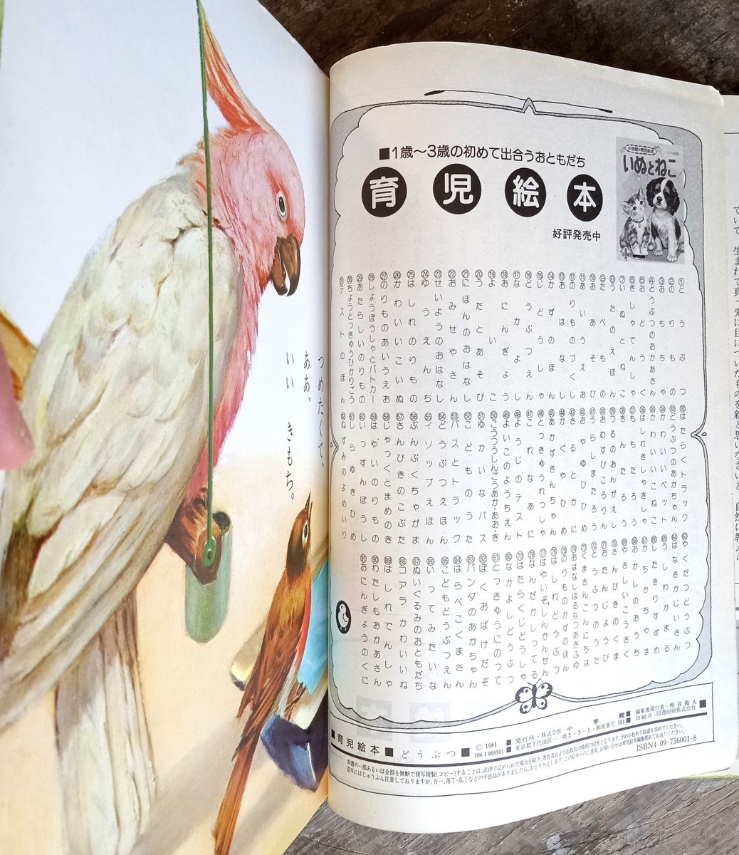 どうぶつ Animals ~1981 Japanese Board Book~ Children's Illust