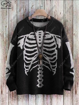 3D Printed Halloween Series Horror Ghost Skeleton Witch Black Cat Pattern Ugly S