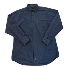 Vtg Woolrich Shirt Mens Large Blue Flannel Button Up Long Sleeve Casual *FLAW*