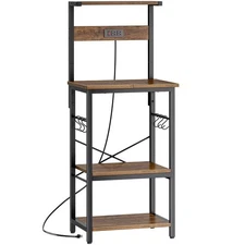 SUPERJARE 4 Tier Bakers Rack with Power Outlets, Microwave Stand with Adjusta...