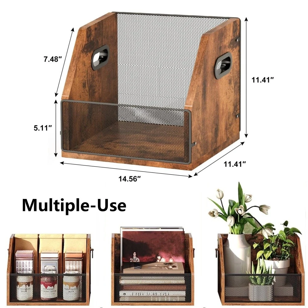 Wood Vinyl Record Storage Crate Album LP Holder Box Case Holds Up to 60 Albums