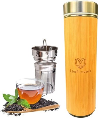 Leaf Lovers Thermosflasche Teeflasche - Thermobecher - 500ml to go mit Sieb -