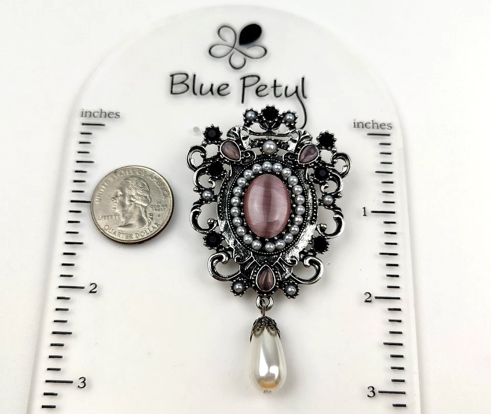 Opal Waterdrop Brooches cameo Retro Style Victorian Lady pendant Pin Brooch - Image 4 of 4