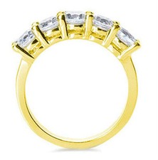 5 Stone Round Diamond Wedding Ring Anniversary Band 1.25ct total 14k Yellow Gold