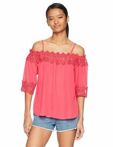 S Rose A Byer Juniors Off the Shoulder Smocked Top