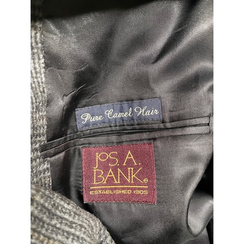 Jos A Bank Camel Hair Blazer Plaid Wool Sport Coat Gray Mens 42R - Picture 4 of 13