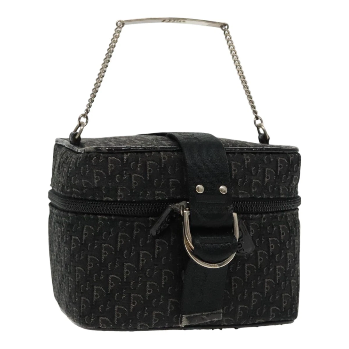 Pochette cosmétique Christian Dior trotteur toile vanity noir argent authentique 95034