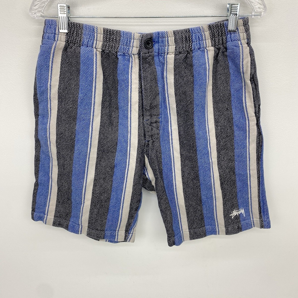 Stussy Shorts Men Small Drug Rug Striped Baja blue 90's Casual