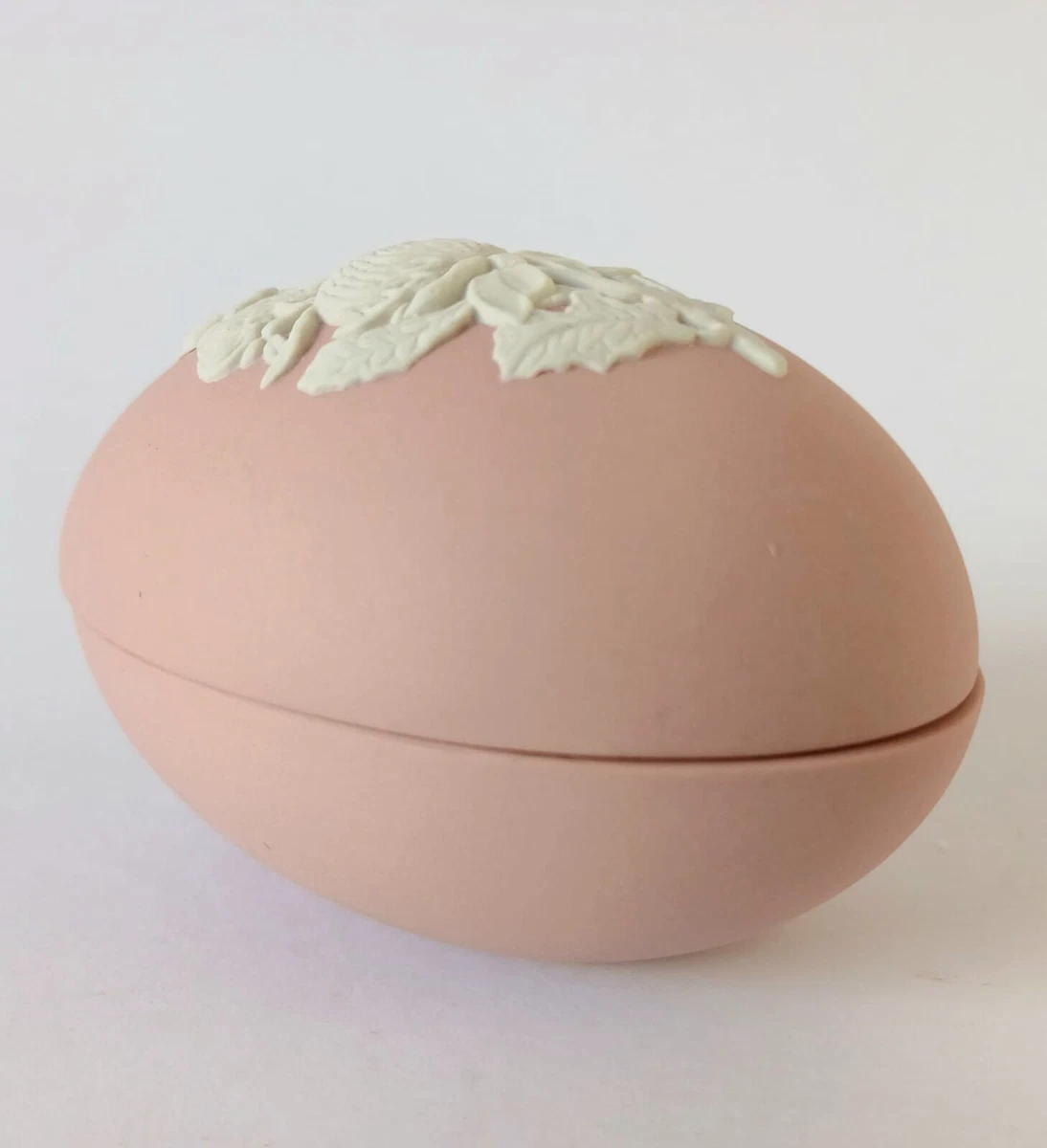 Wedgwood Jasper Pink Australian Waratah Egg Trinket Box - jasperware