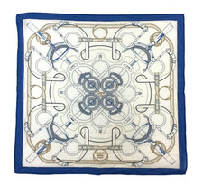 New HERMES "Eperon D  or" Golden Spur Petit Carre 100 Silk Scarf 16" 40cm France