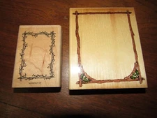 Holly Pond Hill Twig Holly Frame Wood Rubber Stamp / Uptown Rubber Stamp / Lot 2