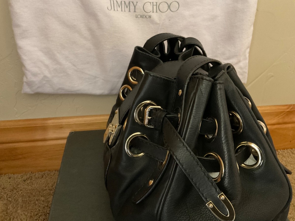 ハンドバッグ JIMMY CHOO Woman Handbag Black Jimmy Choo Black Handbag Purse Authentic w/Dust Bag