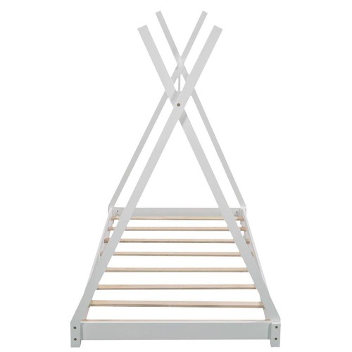 New Practical Twin Size House Platform Bed with Triangle tructure,White - Picture 2 of 9