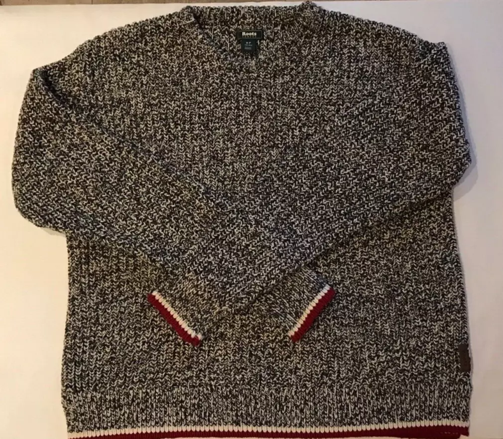 ROOTS Womens Cabin Sweater Pullover Crew Neck Wool Blend Small GUC