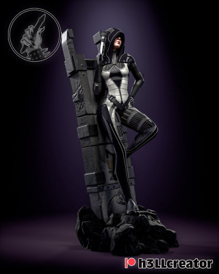 Kasumi - Mass Effect - Fan Art Figur - 3D Resin Print 113mm / 59mm Bust