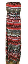 Pink Elkadot Women Size S Floral Maxi Dress Strapless Casual Stretchy Elastic