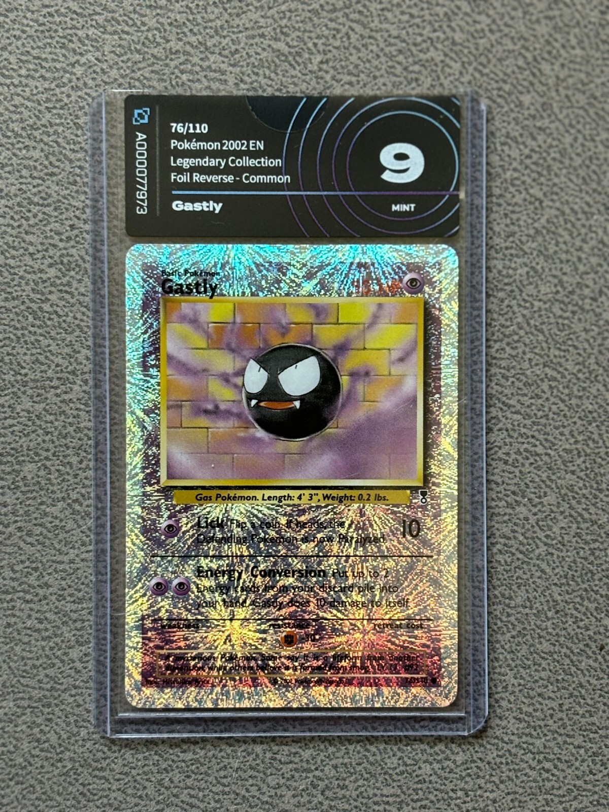 Pokemon Card Gastly 76/110 Reverse Holo Legendary Collection 2002 EN AiGrade 9