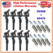 8 Pack Ignition Coil DG508 and Iridium Spark Plug SP479 for Ford F-150 4.6L 5.4L