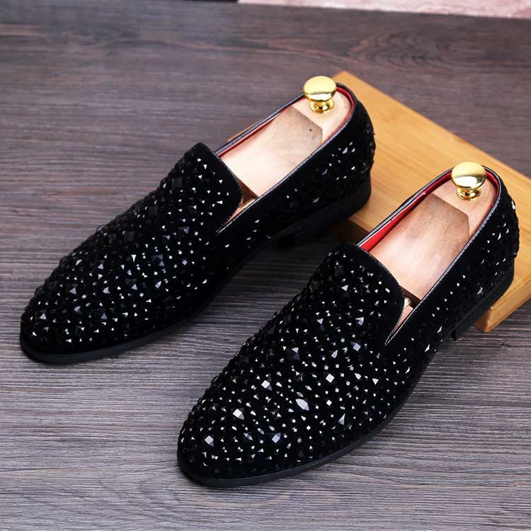 Womens black dress clearance shoes with rhinestones