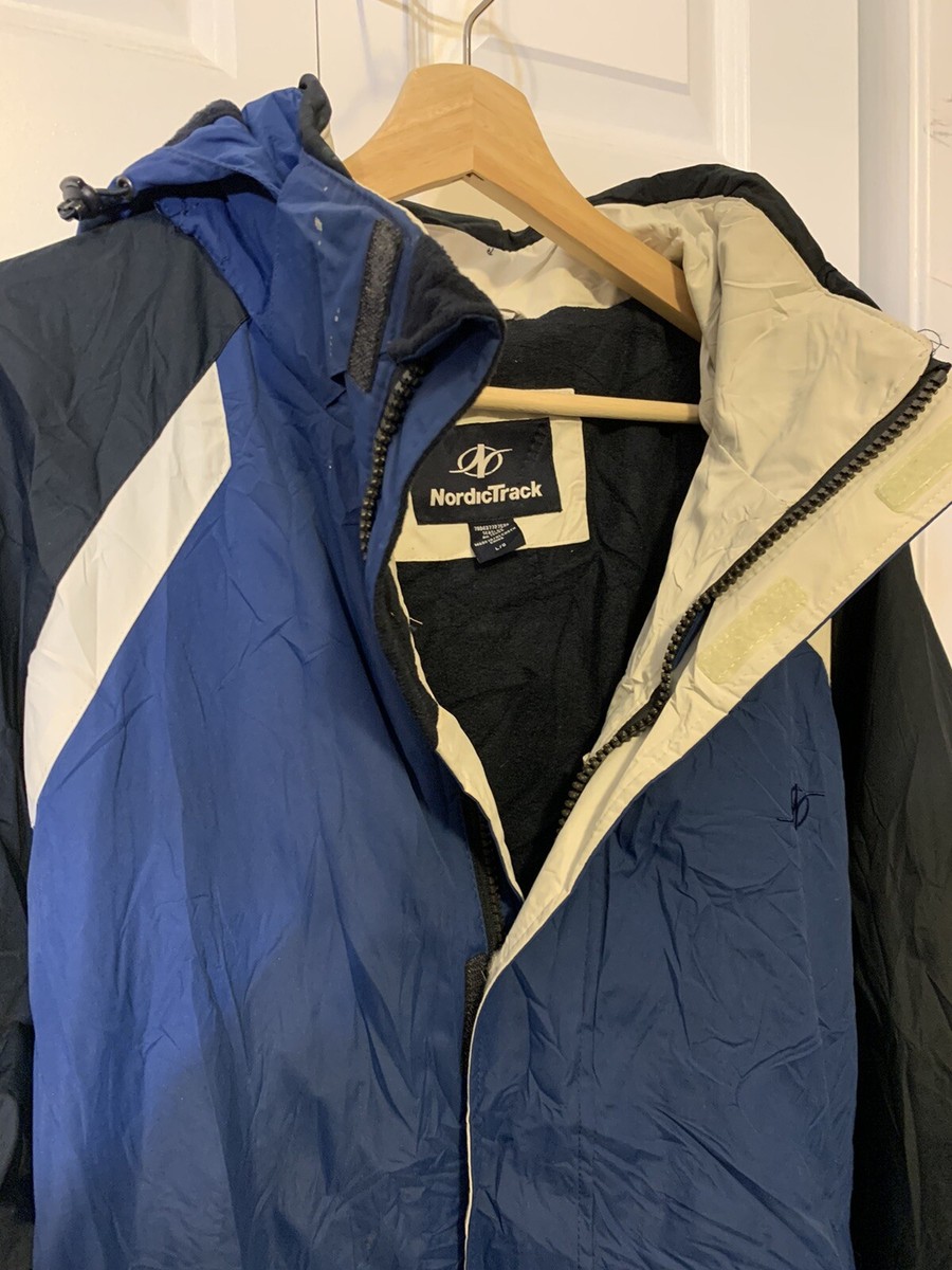 Nordictrack Mens Sz L Blue White snowboarding jacket coat Nordic