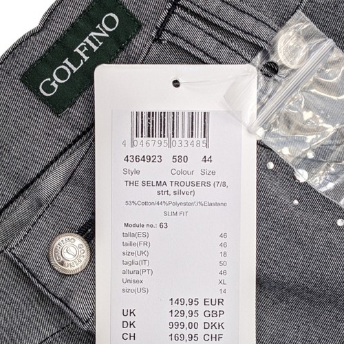 Golfino The Selma Trousers Slim Fit Silver Performance Golf Pants Women's Sz 14 - Picture 5 of 7
