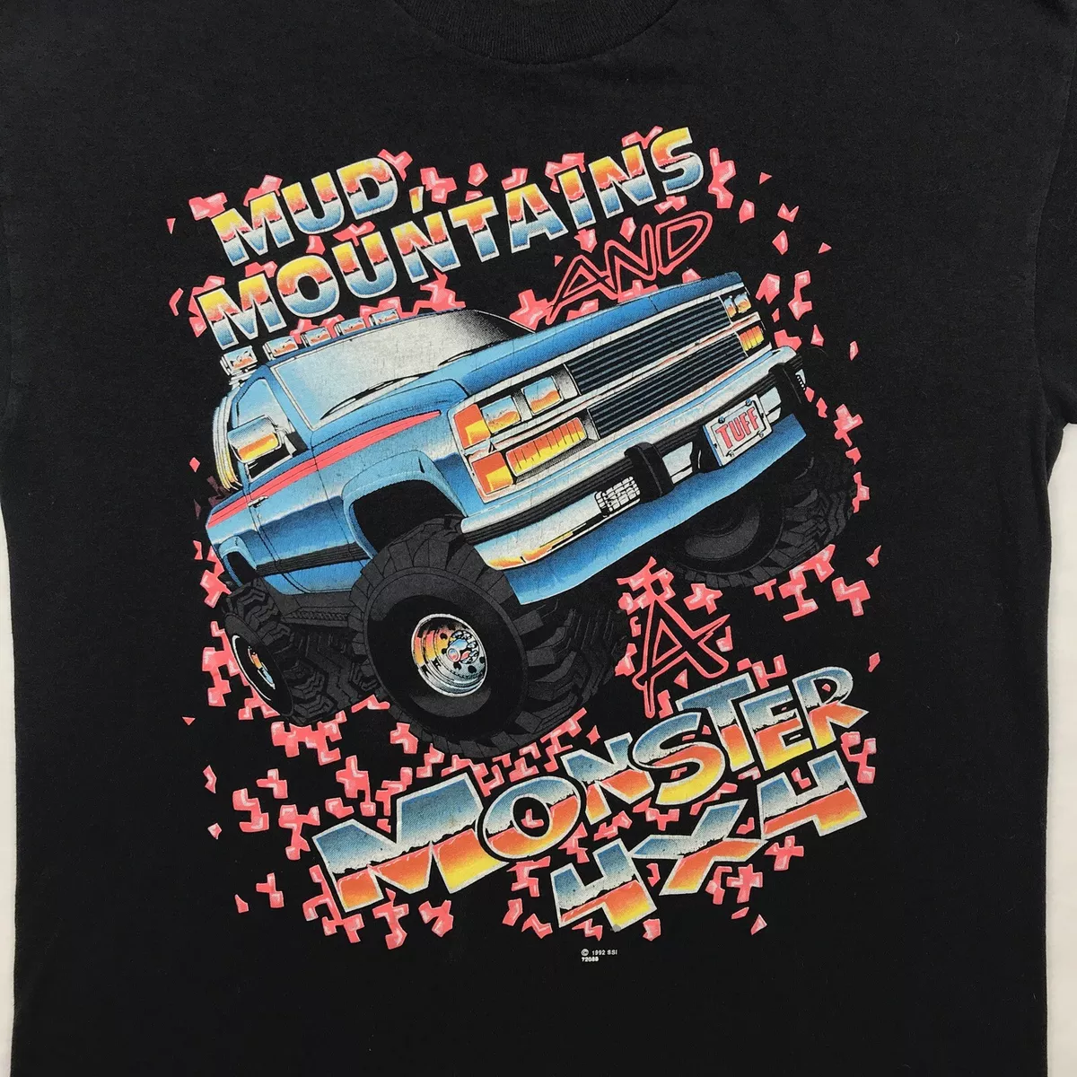 vintage 80s MUD MOUNTAINS & A 4X4 MONSTER TRUCK single stitch T-Shirt M jam