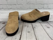 EILEEN FISHER Hiya beige suede platform mules clog size 10M NWOT