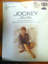 JOCKEY For Her Queen Sheer  Comfortable Control Top Pantyhose Antique White New