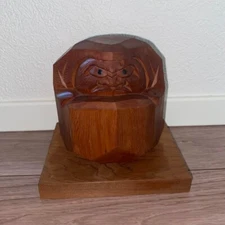 Japanese Wooden Daruma – 10cm Hand-Carved Ittobori Zen Talisman for Luck & Focus