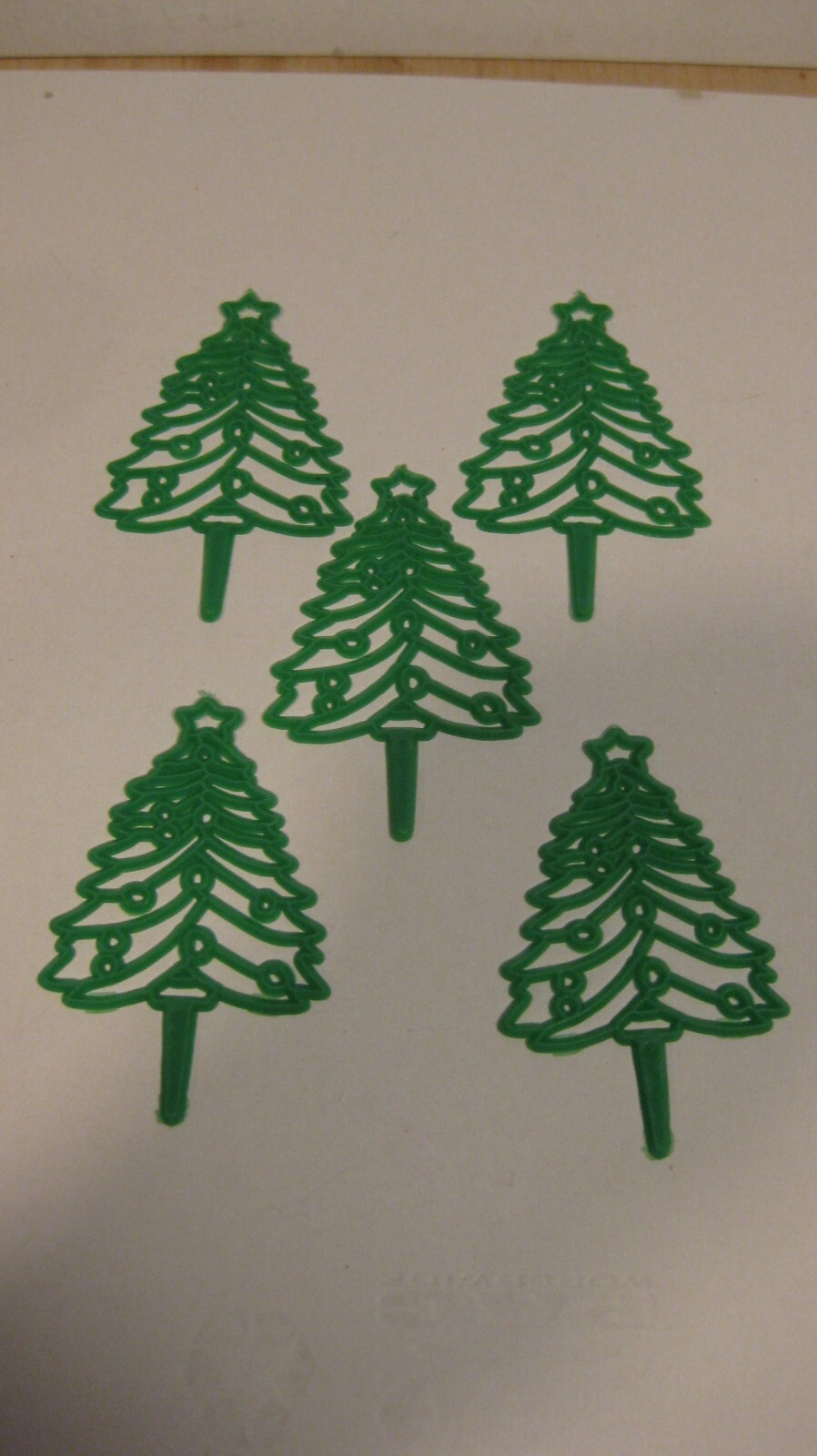Vintage Plastic Christmas Tree Cupcake Cake Decoration Picks