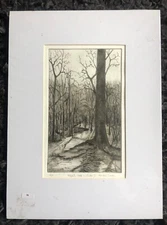 NICHOLAS CURWEN Artist Proof ETCHING "Hogback Woods, Winter Beaconsfield Mounted