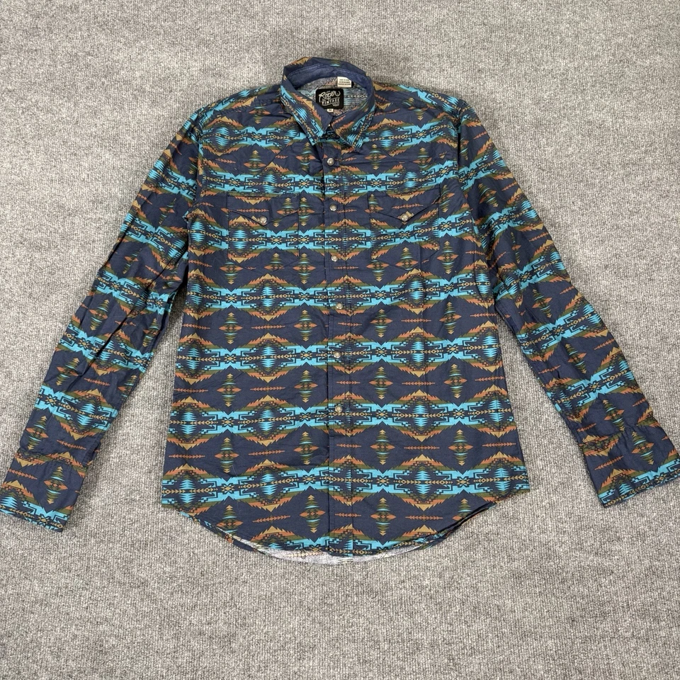 Roper Western Shirt Men XL Blue Aztec Southwestern Pearl Snap Rodeo Cowboy Ranch - Image 2 of 4
