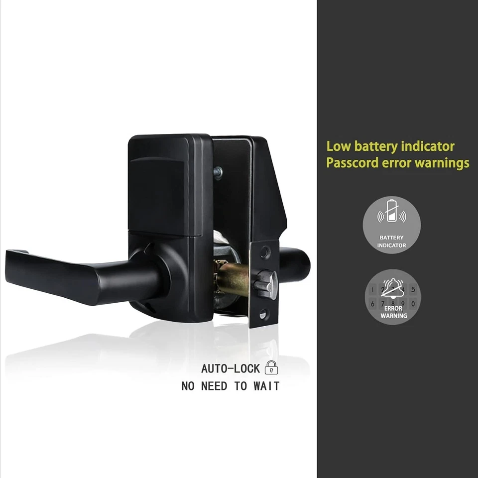 Keypad Door Lock with Handle-Keyless Entry Door Lock -Matte Black - Image 2 of 4