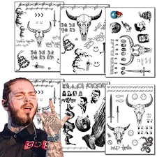 6 Sheets Temporary Tattoos Kit - Fake Body Art for 8.2inchesx5.8 Inch, C 