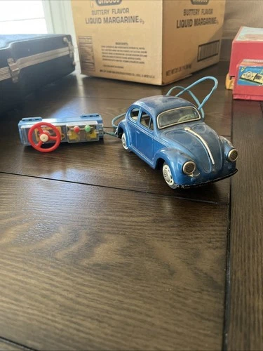Bandai Volkswagen Beetle Toy Battery Operated 1960s Blue