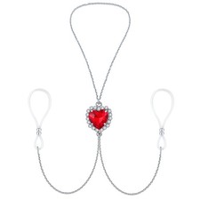 Heart Nipple Jewelry Rings Non Piercing Body Chains Adjustable Rhinestone Nip...