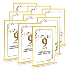 Acrylic Sign Holder 8.5 x 11,9 Pack Clear Sign Holder Double Sided Gold Table...