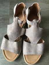 Gabor Comfort Sandalen taupe/silber Metallic Leder Gr. 7 (EU 40,5) – NEU