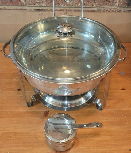 Stainless Steel Chafing Dish with Glass Lid and Holder