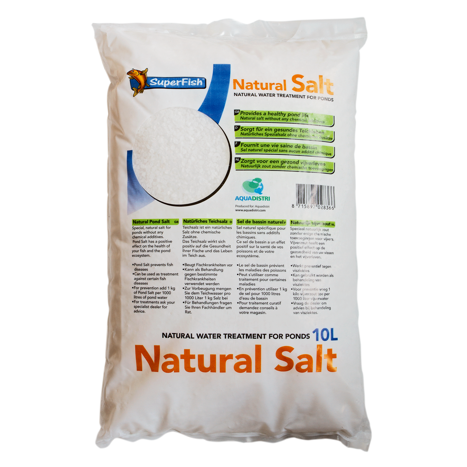 SUPERFISH NATURAL PDV POND SALT 10L TONIC HEALTH KOI GARDEN WATER TREATMENT