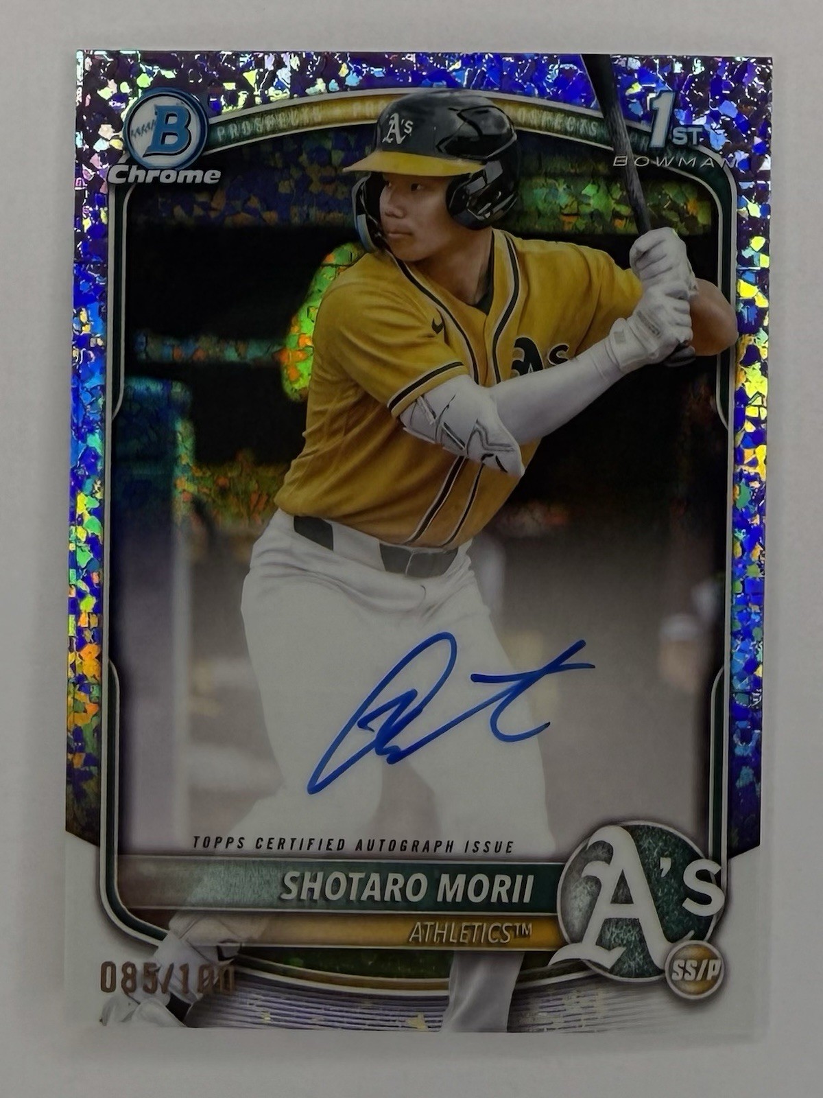 2025 Bowman Chrome CPA-SM Shotaro Morii 1st AUTO Mini Diamond /100 Athletics SP