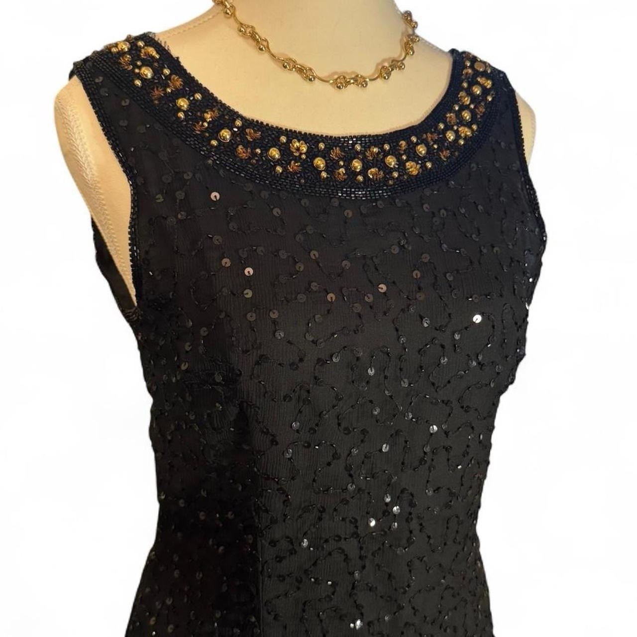 Vintage Women’s B2 & US By Mark & John Silk Beaded Midi Dress, Size M